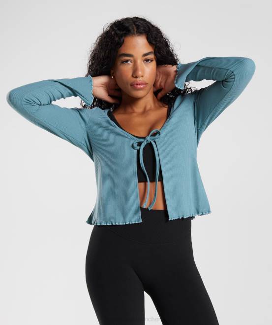 blau verkohlt Kleidung Gymshark Frauen Pause-Strickjacke 04P8373