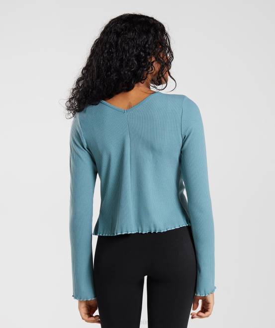 blau verkohlt Kleidung Gymshark Frauen Pause-Strickjacke 04P8373
