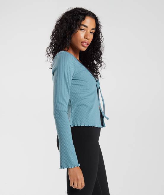 blau verkohlt Kleidung Gymshark Frauen Pause-Strickjacke 04P8373