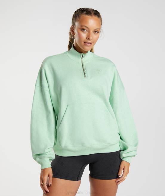 erfrischender grüner Mergel Kleidung Gymshark Frauen Ruhetag schwitzt Pullover mit halbem Reißverschluss 04P8379
