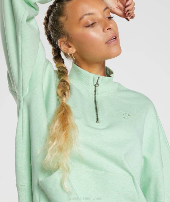 erfrischender grüner Mergel Kleidung Gymshark Frauen Ruhetag schwitzt Pullover mit halbem Reißverschluss 04P8379