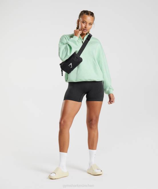 erfrischender grüner Mergel Kleidung Gymshark Frauen Ruhetag schwitzt Pullover mit halbem Reißverschluss 04P8379