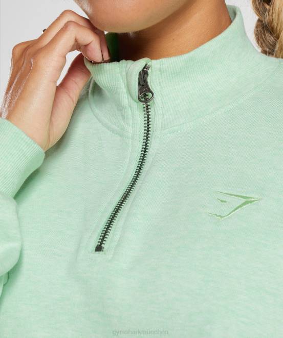 erfrischender grüner Mergel Kleidung Gymshark Frauen Ruhetag schwitzt Pullover mit halbem Reißverschluss 04P8379