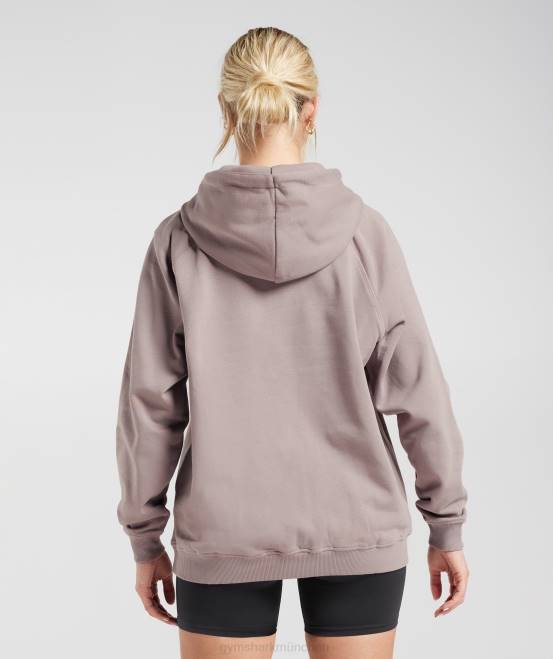 gewaschenes Lila Kleidung Gymshark Frauen Trainings-Kapuzenpullover aus Fleece in Übergröße 04P8363