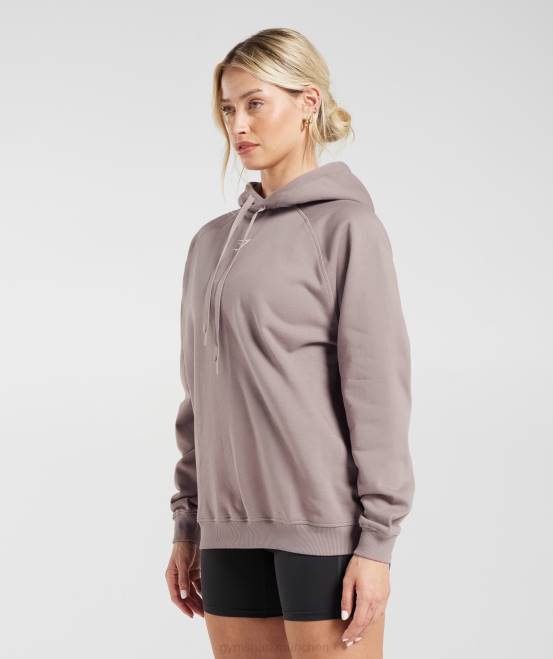 gewaschenes Lila Kleidung Gymshark Frauen Trainings-Kapuzenpullover aus Fleece in Übergröße 04P8363