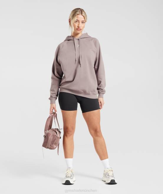 gewaschenes Lila Kleidung Gymshark Frauen Trainings-Kapuzenpullover aus Fleece in Übergröße 04P8363