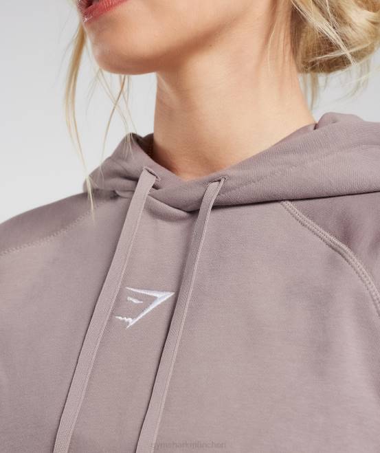 gewaschenes Lila Kleidung Gymshark Frauen Trainings-Kapuzenpullover aus Fleece in Übergröße 04P8363