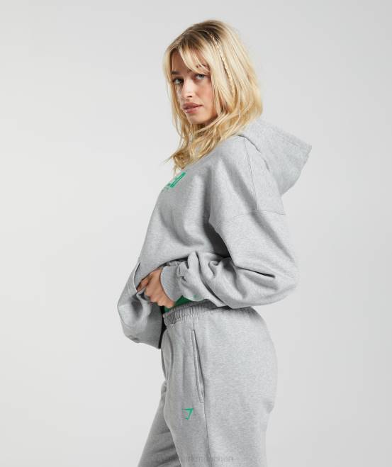 hellgrau meliert Kleidung Gymshark Frauen Maximaler Kapuzenpullover 04P8360