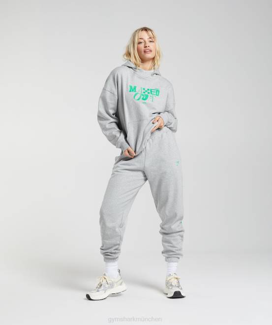 hellgrau meliert Kleidung Gymshark Frauen Maximaler Kapuzenpullover 04P8360