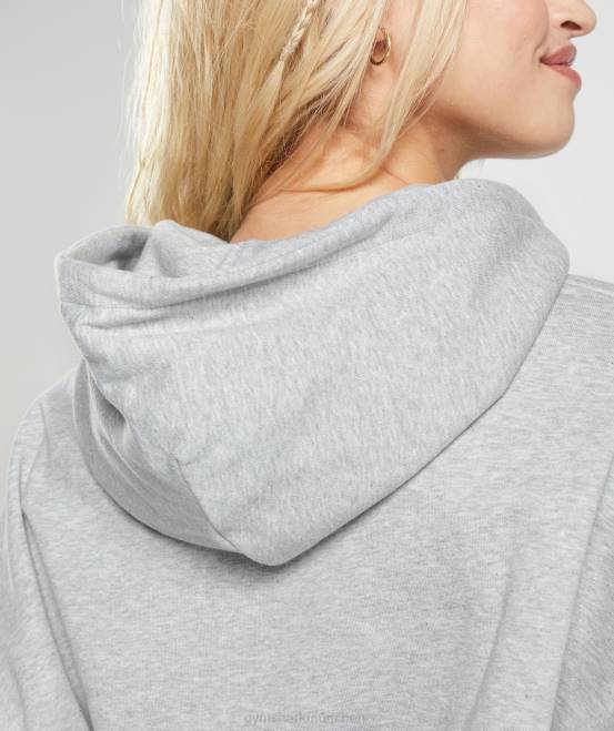hellgrau meliert Kleidung Gymshark Frauen Maximaler Kapuzenpullover 04P8360