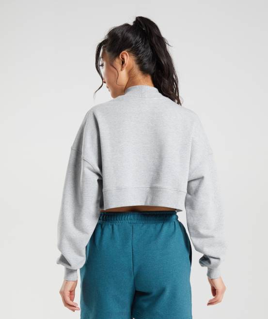 hellgrauer Kernmergel Kleidung Gymshark Frauen Ruhetag schwitzt kurzen Pullover 04P8370