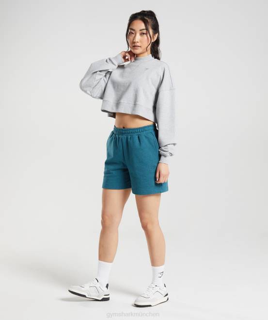 hellgrauer Kernmergel Kleidung Gymshark Frauen Ruhetag schwitzt kurzen Pullover 04P8370