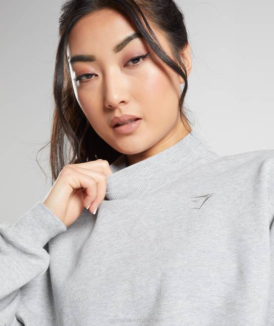 hellgrauer Kernmergel Kleidung Gymshark Frauen Ruhetag schwitzt kurzen Pullover 04P8370