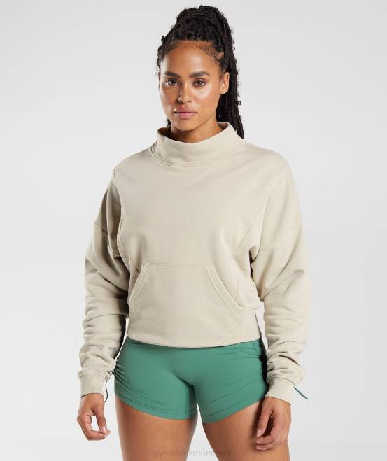 kieselgrau Kleidung Gymshark Frauen Legacy-Sweatshirt mit Waschung 04P8399