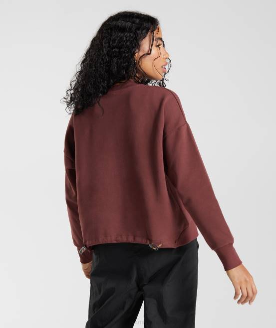 kirschbraun Kleidung Gymshark Frauen Schwitzmannschaft zurückerobern 04P8391