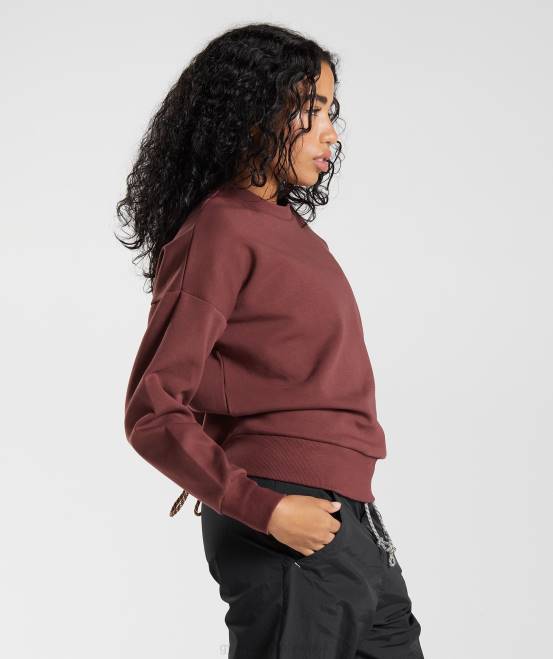 kirschbraun Kleidung Gymshark Frauen Schwitzmannschaft zurückerobern 04P8391