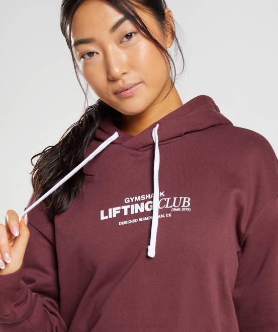 kirschbraun Kleidung Gymshark Frauen Übergroßer Kapuzenpullover für den Social Club 04P8398
