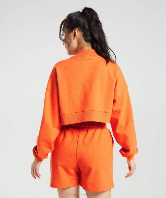 leuchtend orangefarbener Mergel Kleidung Gymshark Frauen Ruhetag schwitzt kurzen Pullover 04P8402