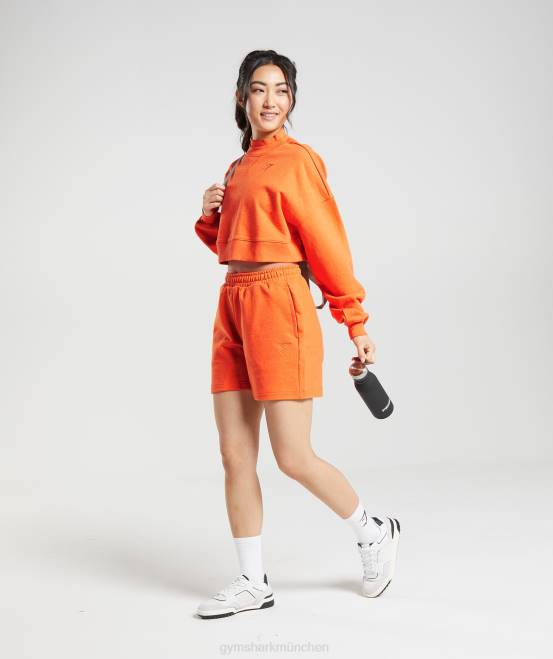 leuchtend orangefarbener Mergel Kleidung Gymshark Frauen Ruhetag schwitzt kurzen Pullover 04P8402