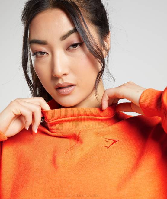 leuchtend orangefarbener Mergel Kleidung Gymshark Frauen Ruhetag schwitzt kurzen Pullover 04P8402