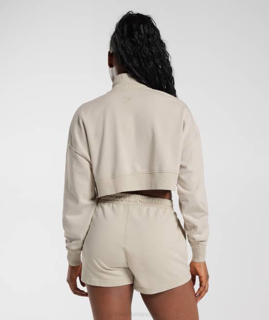 pilzbraun Kleidung Gymshark Frauen College-1/4-Reißverschluss 04P8380