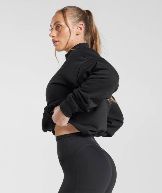 schwarz (ausverkauft) Kleidung Gymshark Frauen Legacy-Sweatshirt mit 1/4-Reißverschluss 04P8412