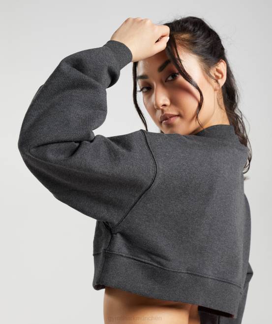schwarzer Kernmergel Kleidung Gymshark Frauen Ruhetag schwitzt kurzen Pullover 04P8364
