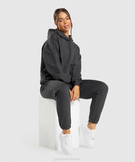 schwarzer Mergel Kleidung Gymshark Frauen Ruhetag schwitzt Kapuzenpullover 04P8345