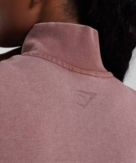 staubiges Kastanienbraun Kleidung Gymshark Frauen College-1/4-Reißverschluss 04P8376