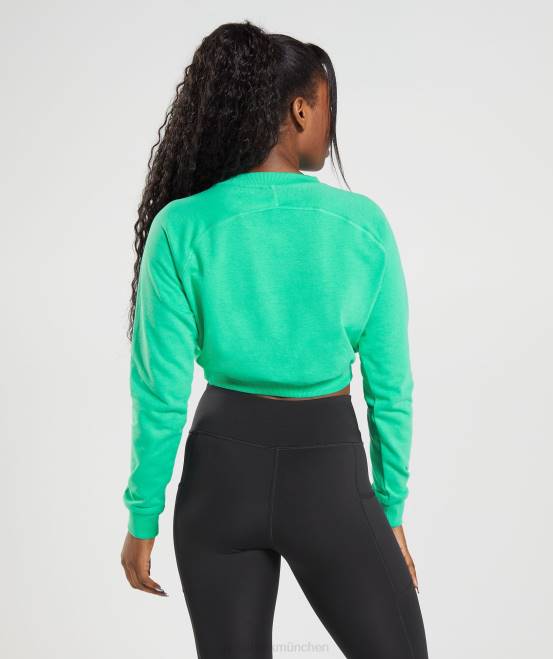 tropisches Grün Kleidung Gymshark Frauen Kurz geschnittener Trainingspullover 04P8393