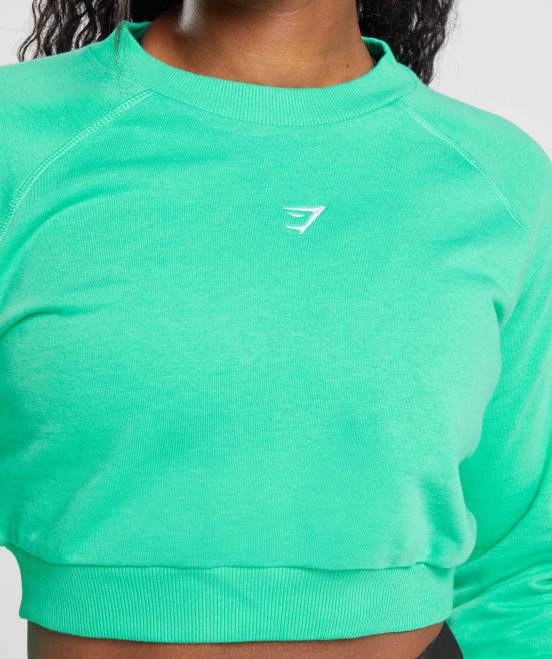 tropisches Grün Kleidung Gymshark Frauen Kurz geschnittener Trainingspullover 04P8393