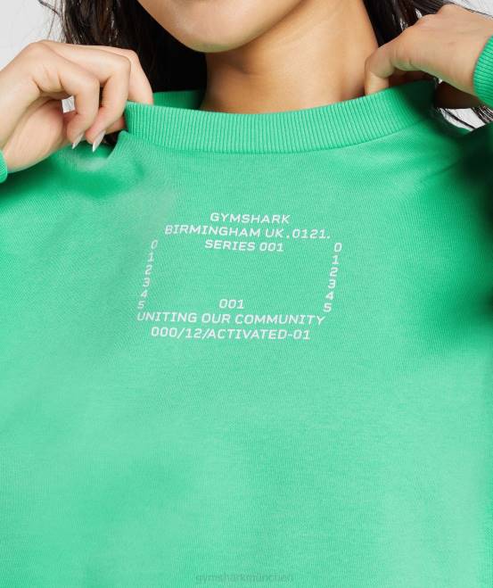 tropisches Grün Kleidung Gymshark Frauen Sweatshirt mit aktivierter Grafik 04P8390