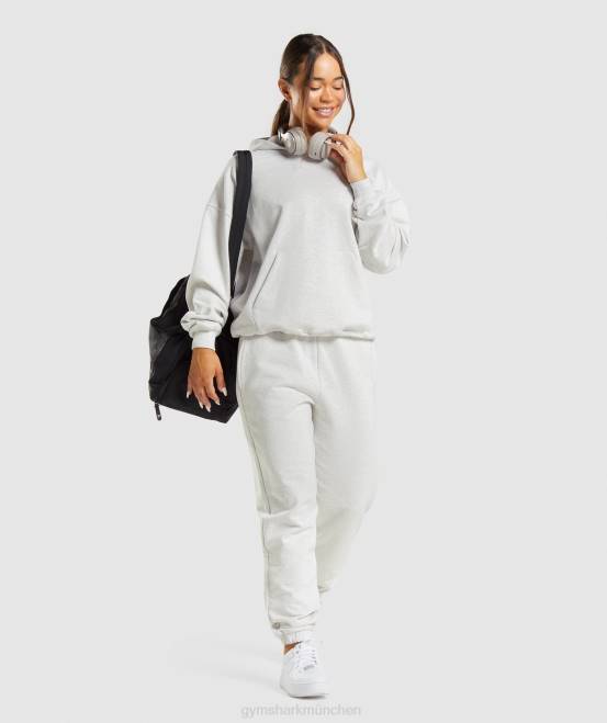 weißer Mergel Kleidung Gymshark Frauen Ruhetag schwitzt Kapuzenpullover 04P8361