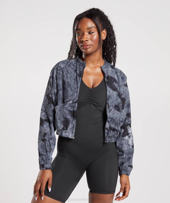 Münzgrauer Sprühfarbstoff Kleidung Gymshark Frauen Elevate-Webjacke 04P8366