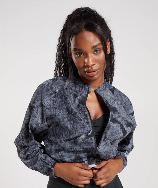 Münzgrauer Sprühfarbstoff Kleidung Gymshark Frauen Elevate-Webjacke 04P8366