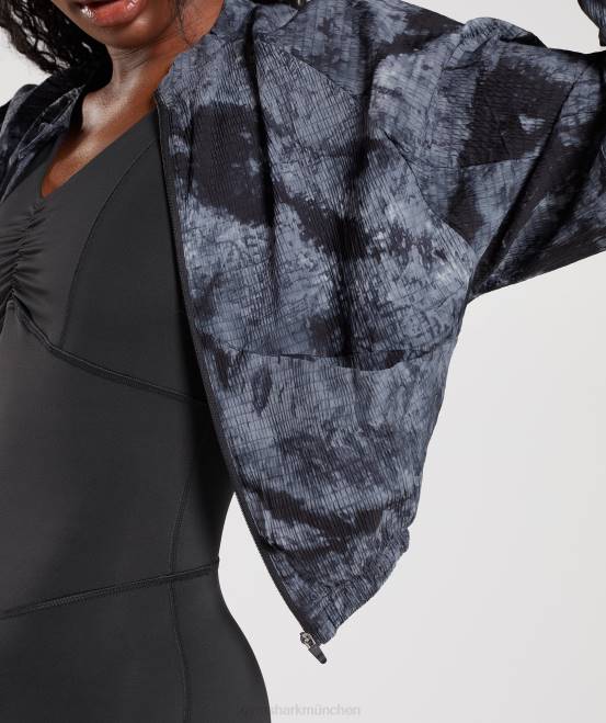 Münzgrauer Sprühfarbstoff Kleidung Gymshark Frauen Elevate-Webjacke 04P8366