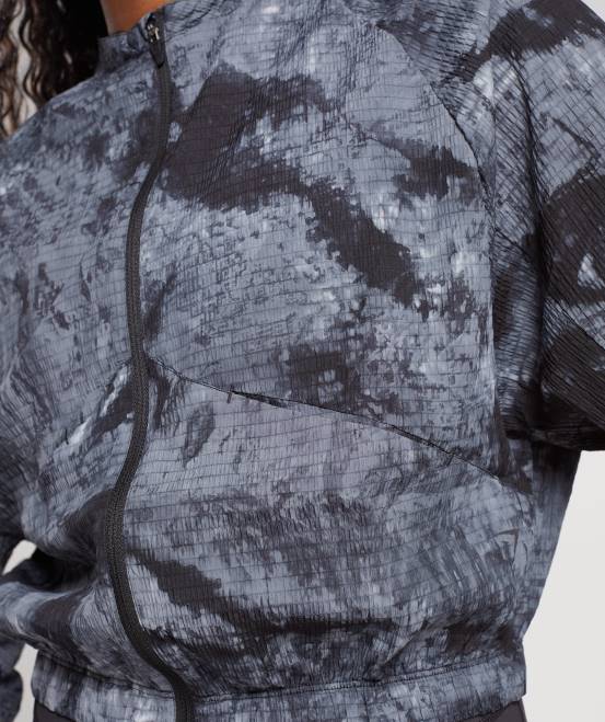 Münzgrauer Sprühfarbstoff Kleidung Gymshark Frauen Elevate-Webjacke 04P8366