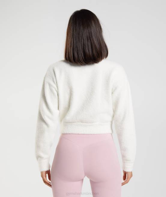 Oberlicht weiß Kleidung Gymshark Frauen Whitney-Wimpern-Strickjacke 04P8409