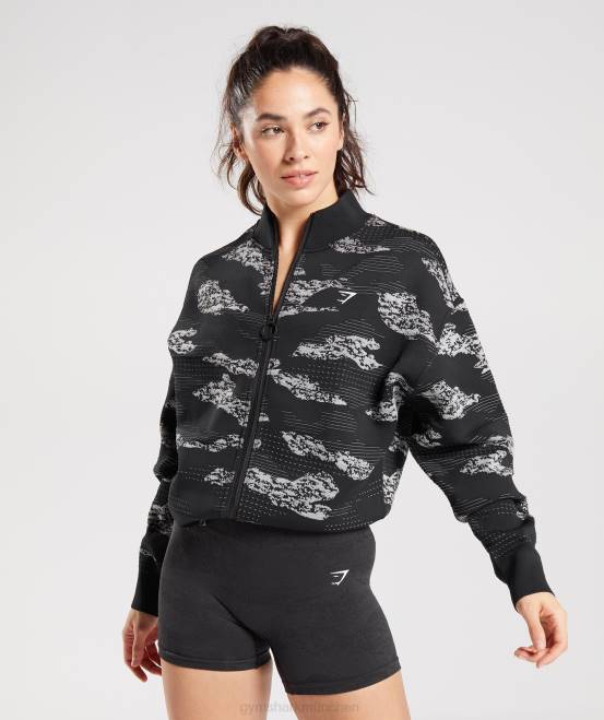 schwarz/hellgrau Kleidung Gymshark Frauen Nahtlose Trainingsjacke im Tarnmuster anpassen 04P8383