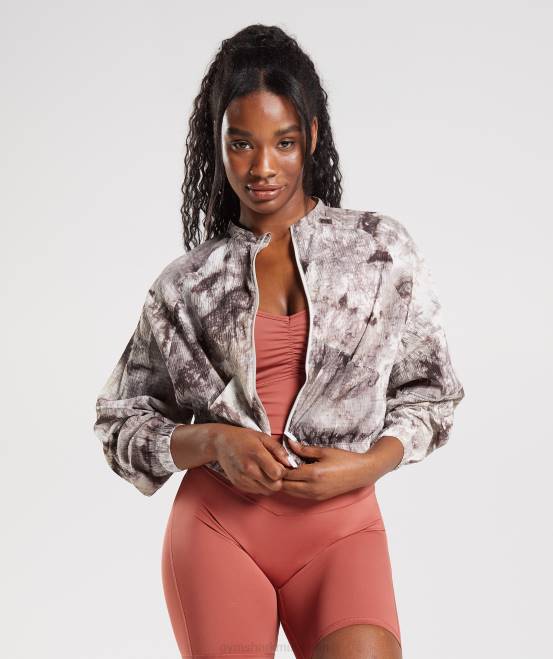 zementbrauner Sprühfarbstoff Kleidung Gymshark Frauen Elevate-Webjacke 04P8367
