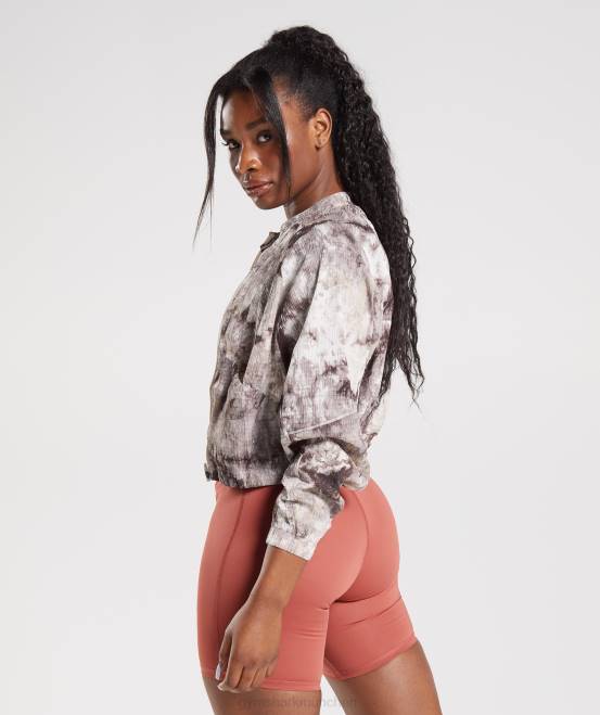 zementbrauner Sprühfarbstoff Kleidung Gymshark Frauen Elevate-Webjacke 04P8367