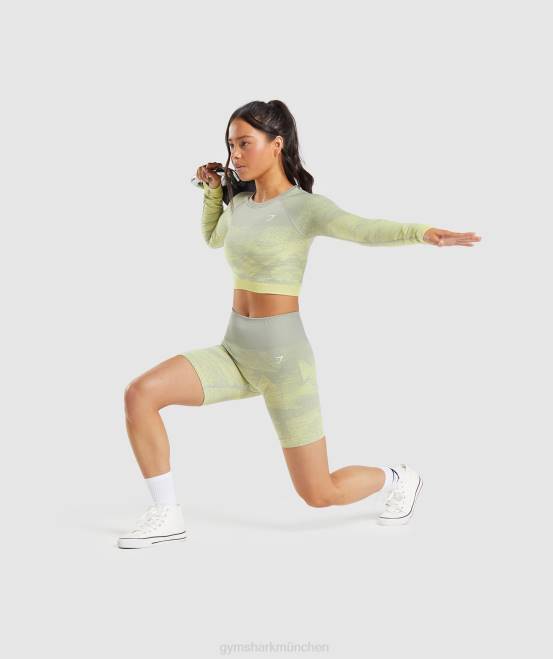 Dreieck | taupegrauer Druck Kleidung Gymshark Frauen Nahtlose Ombre-Shorts anpassen 04P887