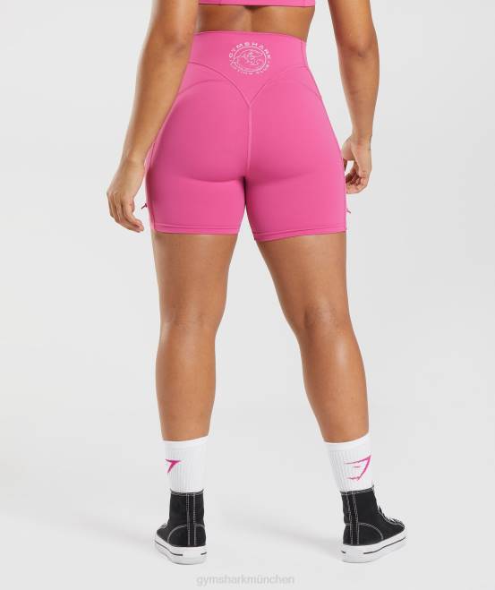 Dunkelrosa Kleidung Gymshark Frauen Legacy-geraffte, enge Shorts 04P898