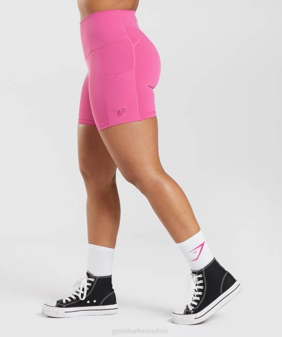 Dunkelrosa Kleidung Gymshark Frauen Legacy-geraffte, enge Shorts 04P898