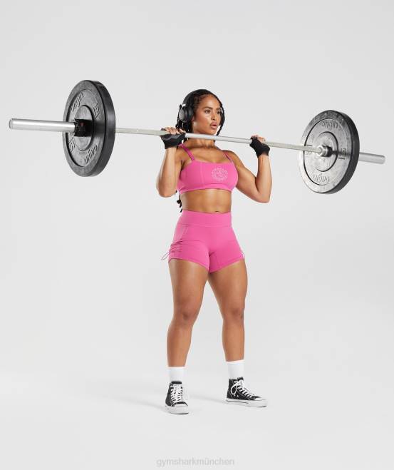 Dunkelrosa Kleidung Gymshark Frauen Legacy-geraffte, enge Shorts 04P898