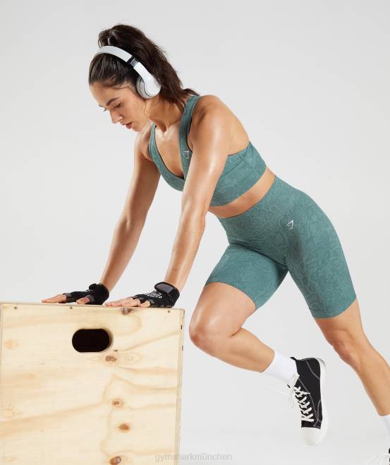Eisbergblau/Donnerblau Kleidung Gymshark Frauen Passen Sie die nahtlosen Tier-Radhosen an 04P854
