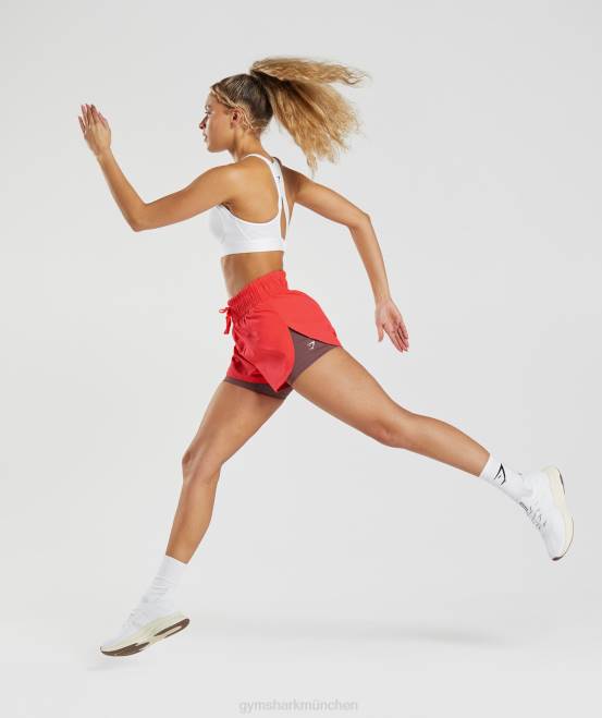Fluo kräftiges Rosa/Magentabraun Kleidung Gymshark Frauen Laufende 2-in-1-Shorts 04P851