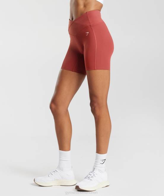 Granatapfelrot Kleidung Gymshark Frauen Crossover-Shorts 04P845