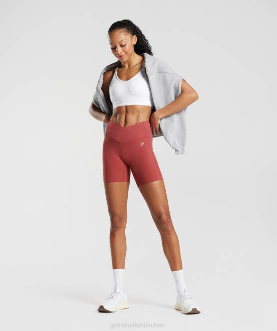 Granatapfelrot Kleidung Gymshark Frauen Crossover-Shorts 04P845