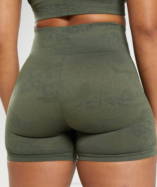 Moosolive/Kernolive Kleidung Gymshark Frauen Nahtlose Camo-Shorts anpassen 04P814